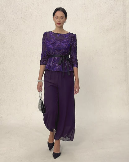 Straight Leg Mid Waist Layered Chiffon Pants