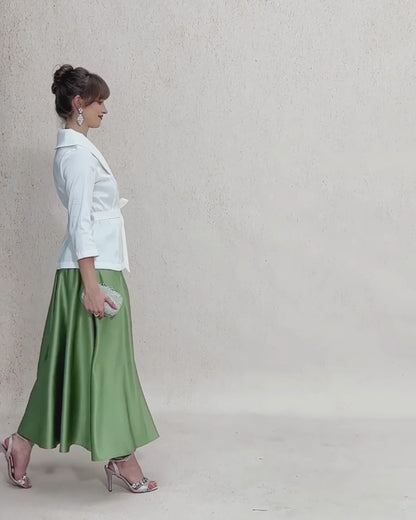 Formal Satin A-Line Ballgown Skirt and Tops Set