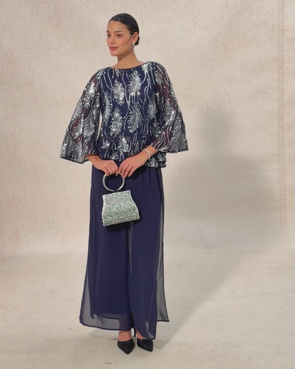 Bluse a Strati con Paillettes e Piume