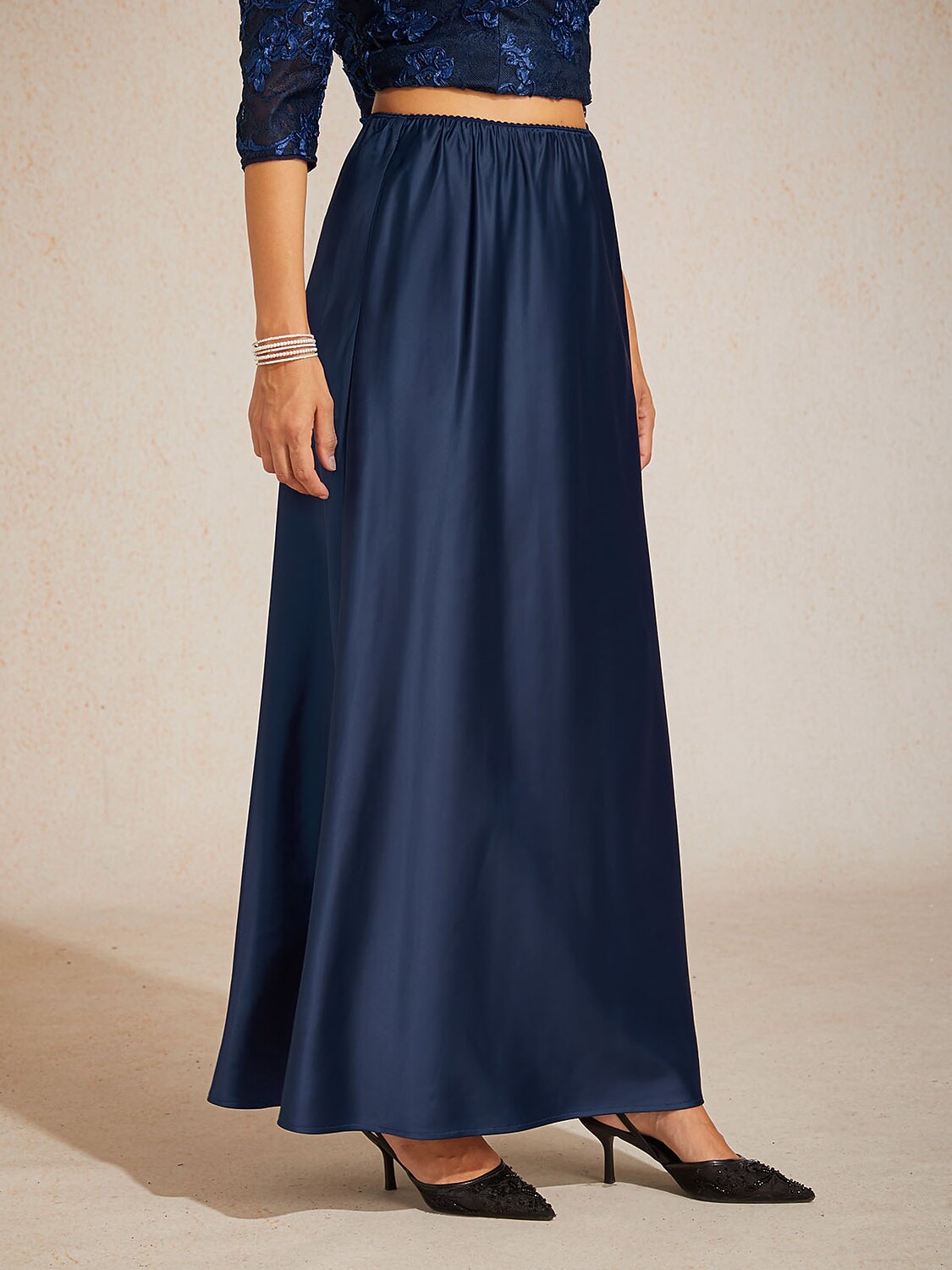 Taffeta Mid Waist Skirt
