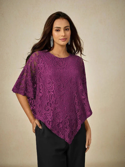 優雅蕾絲蝙蝠袖上衣