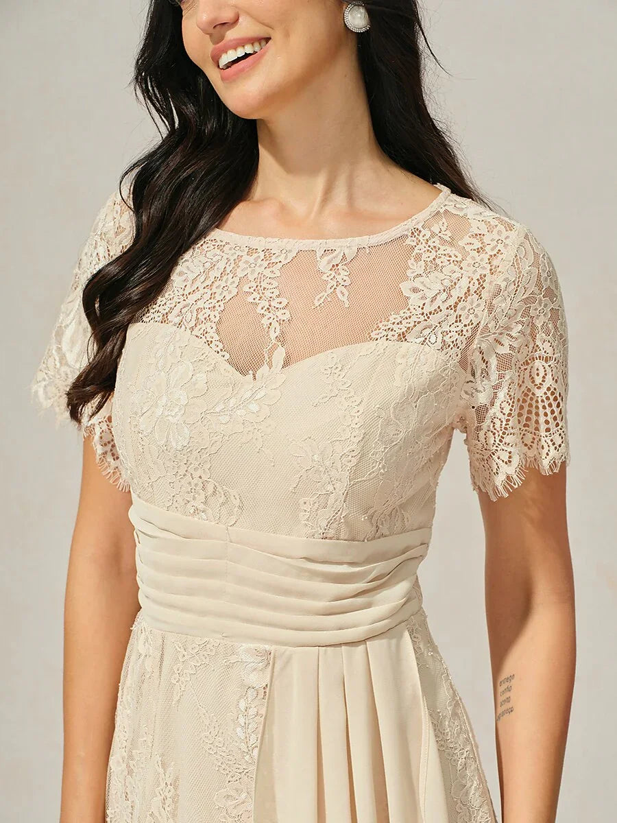 Lace Trim Chiffon Dress