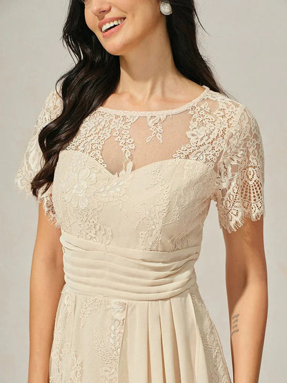 Lace Trim Chiffon Dress