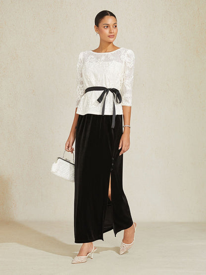 Velvet Slit Long Skirt