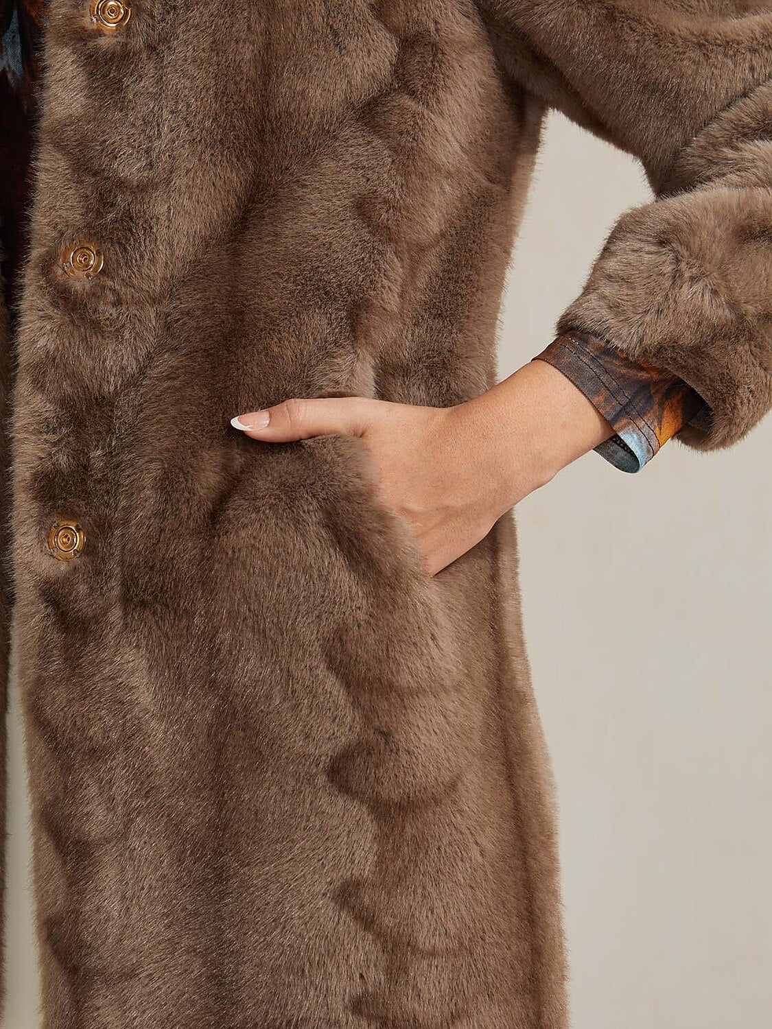 Faux Fur Button Front Coat