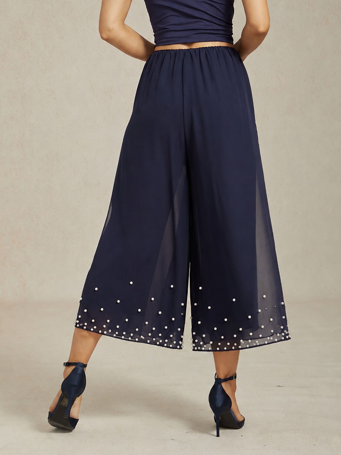 Cropped Pearl-embellished  Pants