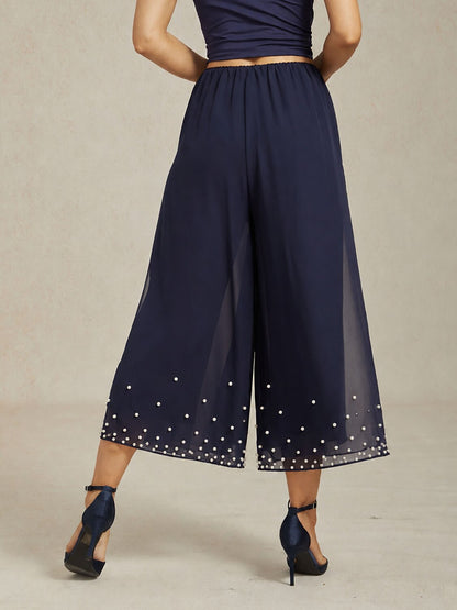 Cropped Pearl-embellished  Pants