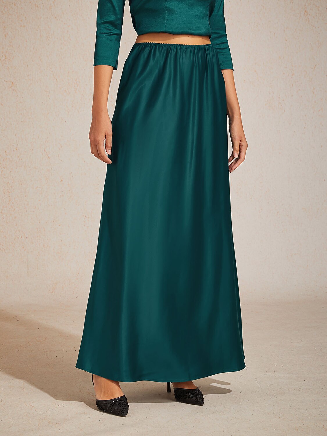 Taffeta Mid Waist Skirt
