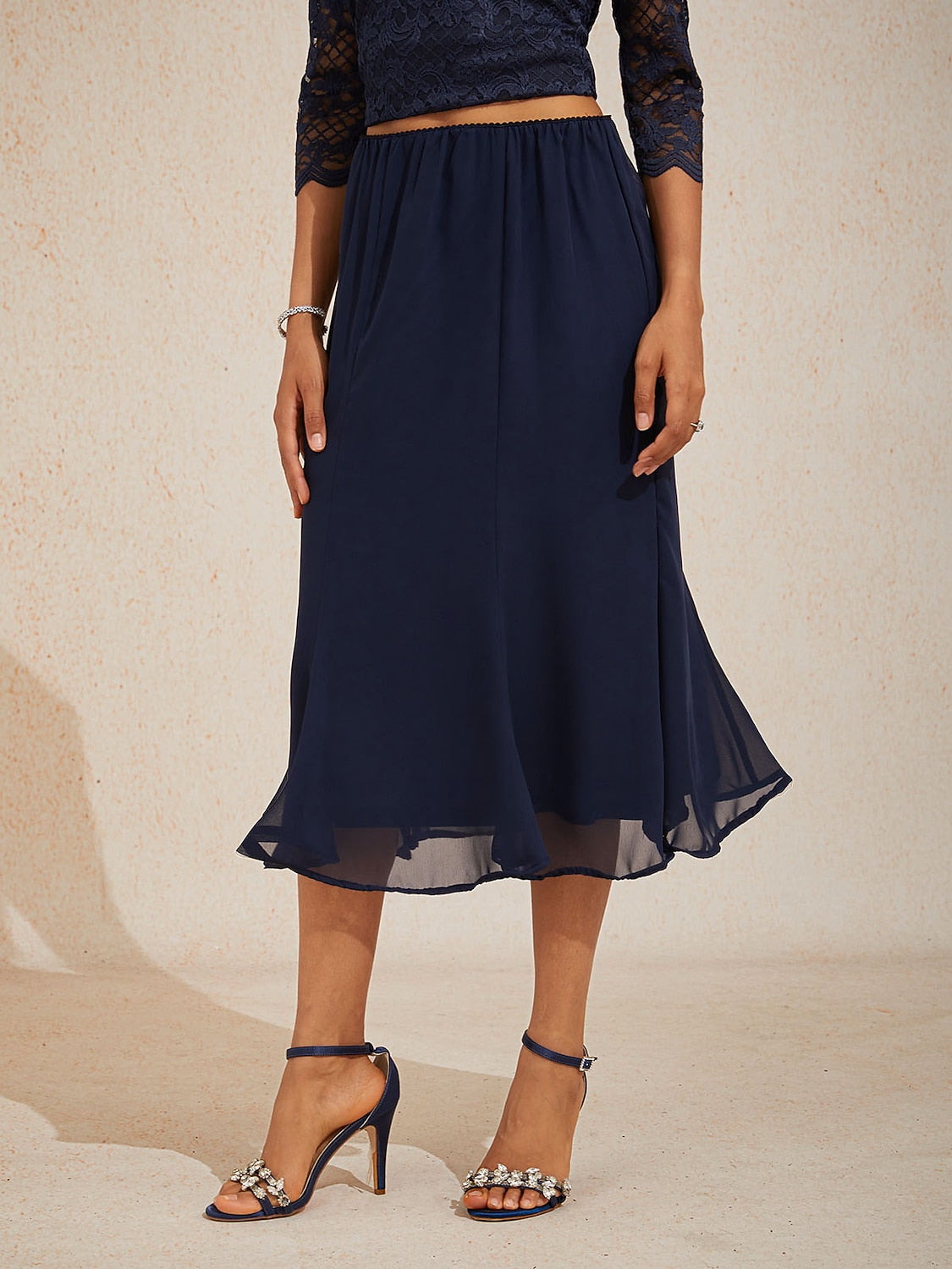 Mermaid Midi Chiffon Mid-Waist Skirts