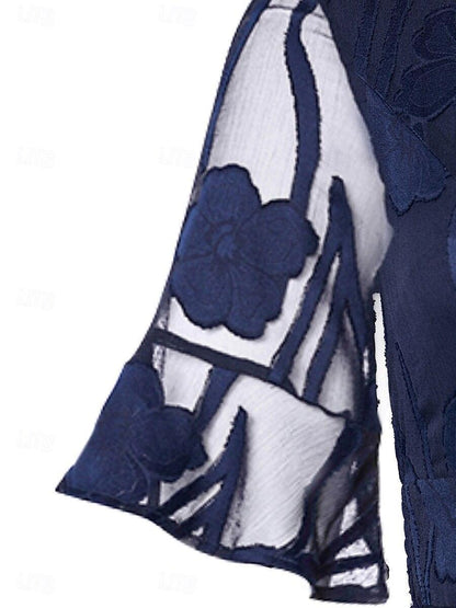 Robe Midi en Dentelle à Volants avec Poches