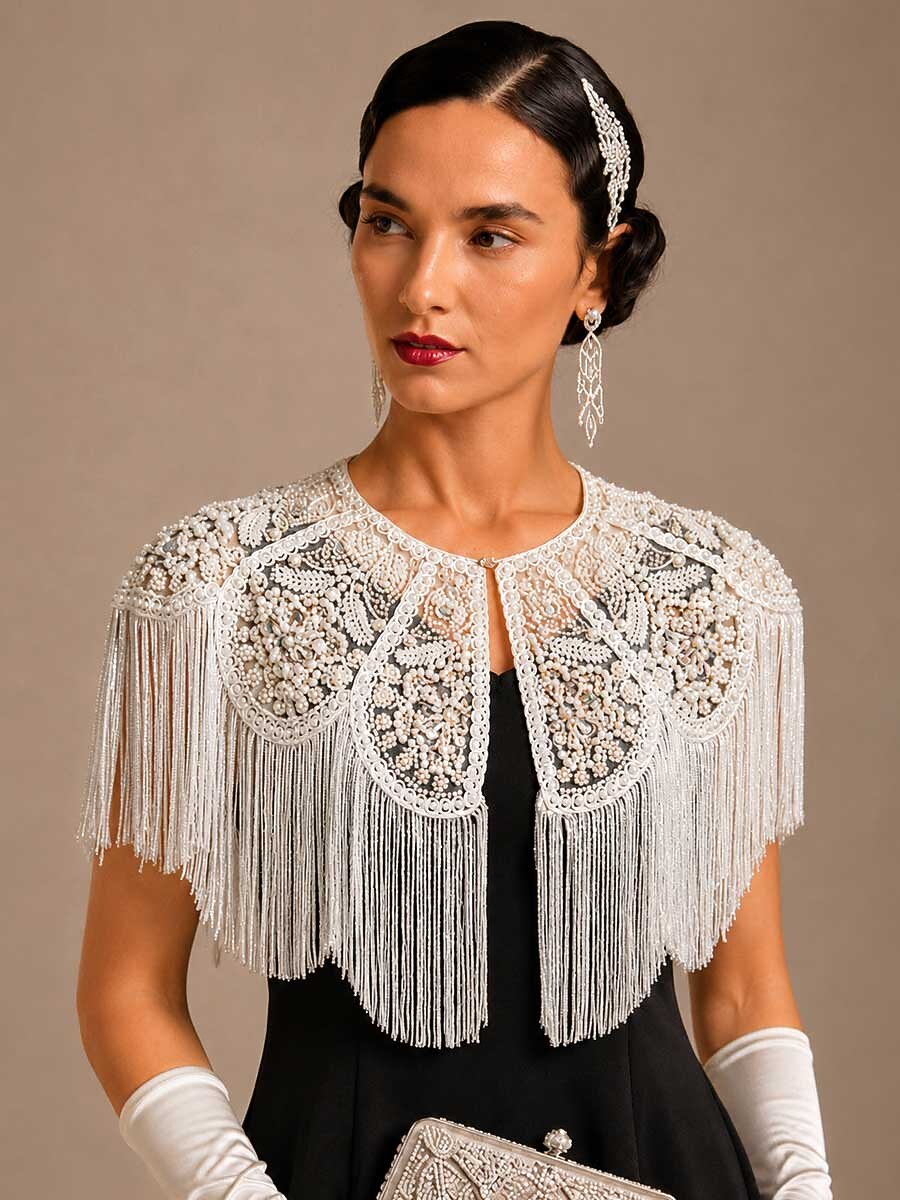 Vintage Beaded Tassel Shawl