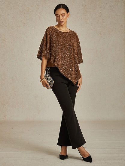 Sequin Lace Velvet Capelet Top