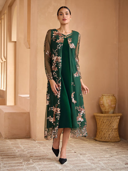 Long Sequin Embroidered Jacket