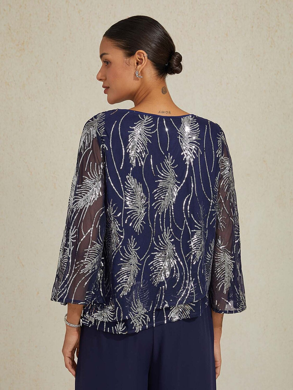 Sequins Feather Layered Blouses
