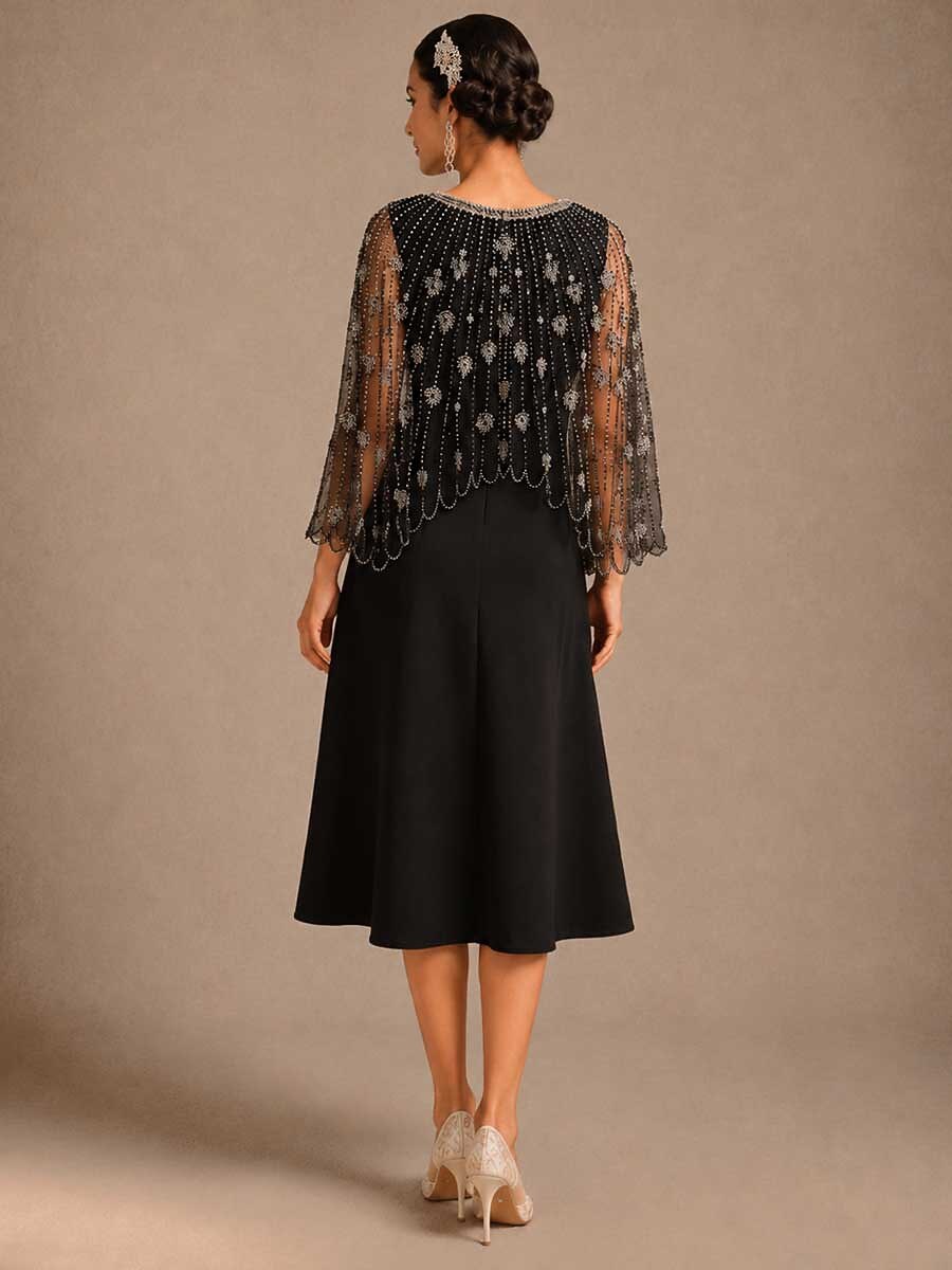 Vintage Beaded Mesh Shawl