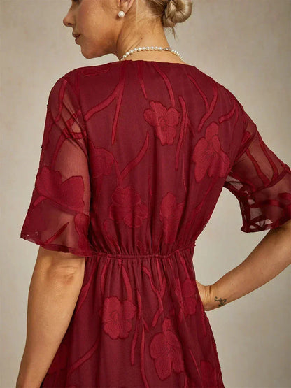 Ruffle Flutter Lace Maxi Dress