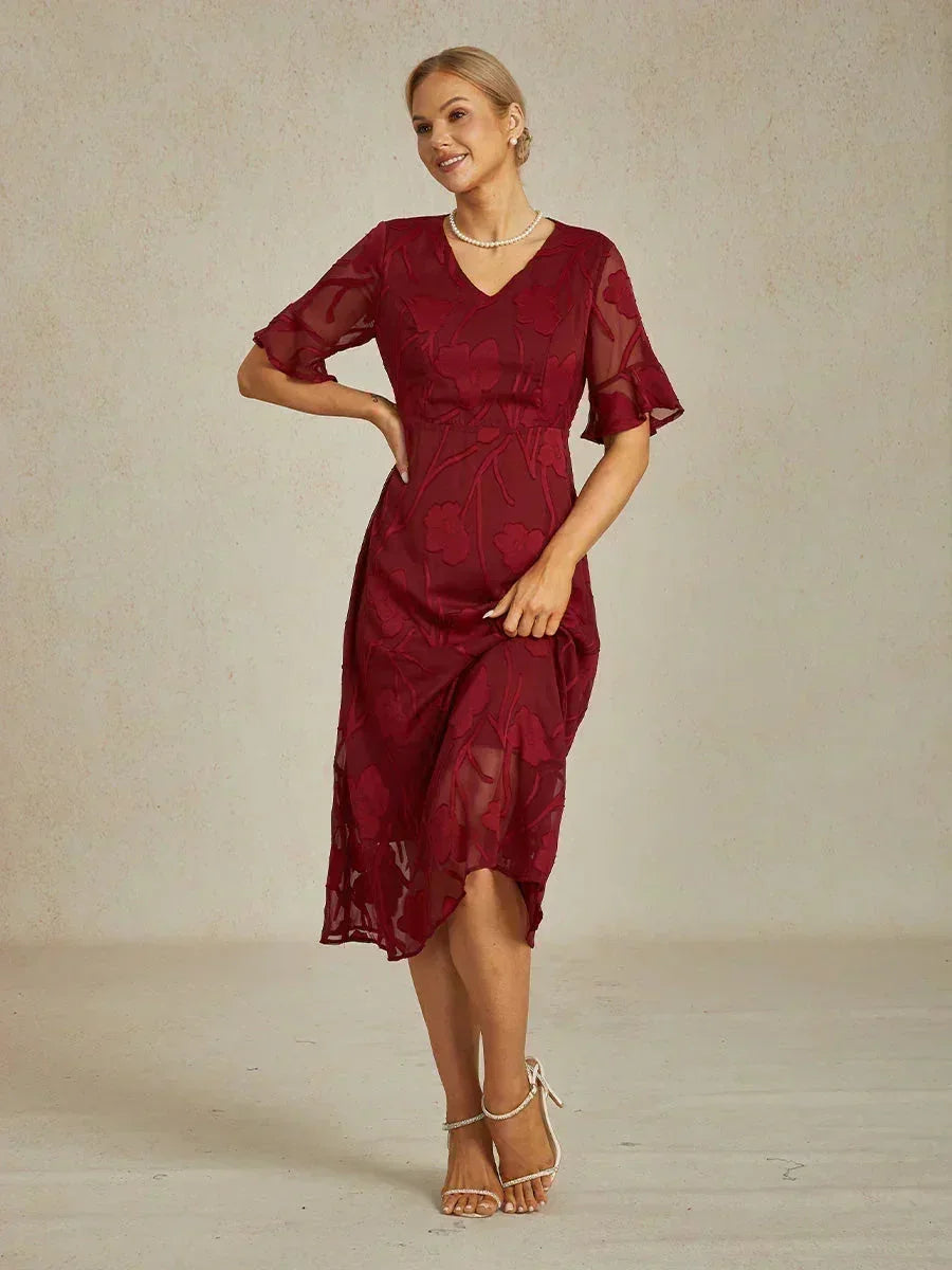 Ruffle Flutter Lace Maxi Dress