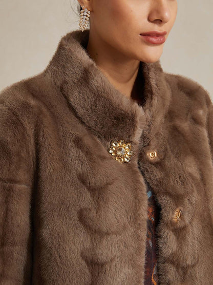 Faux Fur Button Front Coat