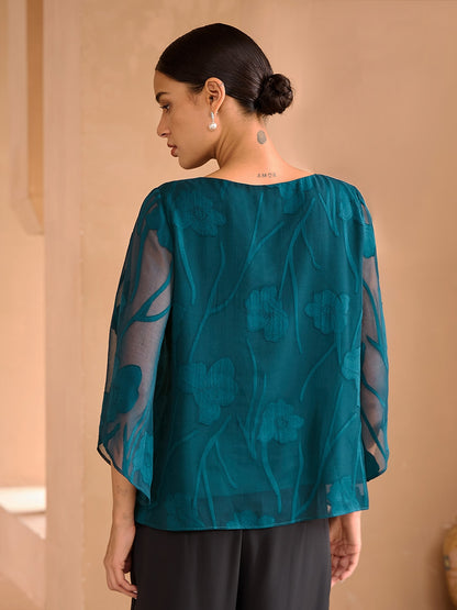 Sheer Floral Layered Chiffon Tops