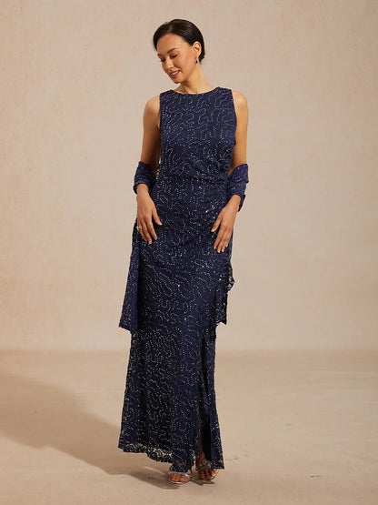 Sequin Lace Long Shawl Wrap