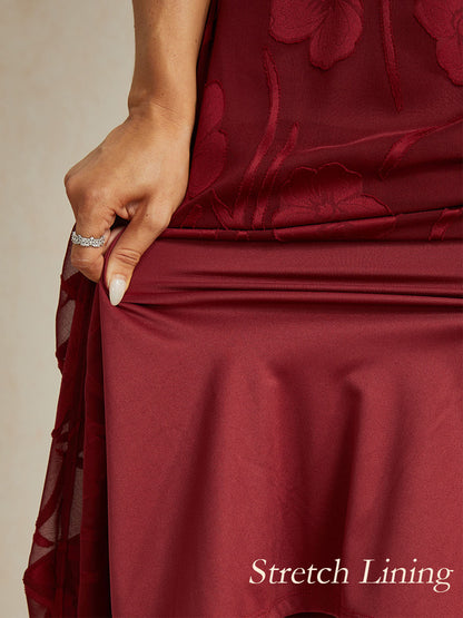 Ruffle Flutter Lace Maxi Dress