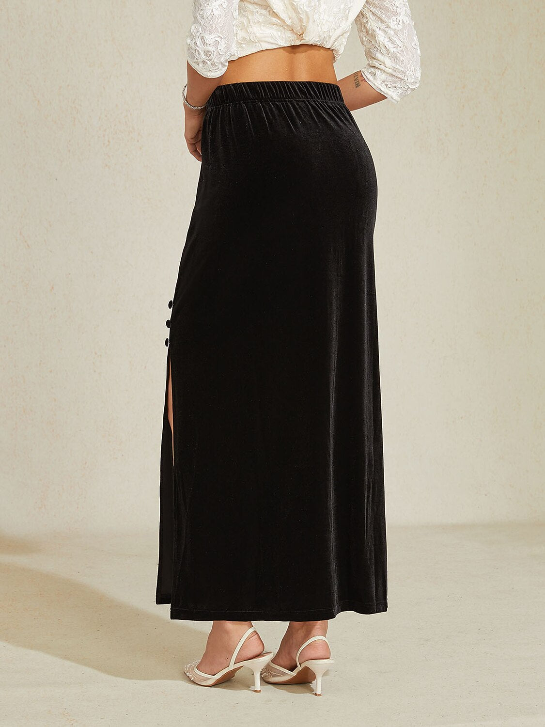 Velvet Slit Long Skirt