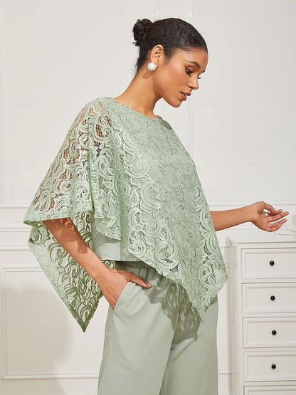 Elegantes Spitzentop mit Fledermausärmeln
