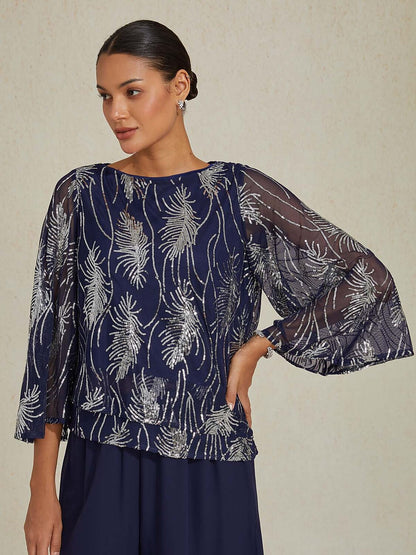 Sequins Feather Layered Blouses