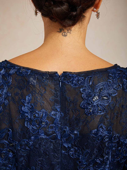 3/4 Sleeve Rosette Lace Blouse