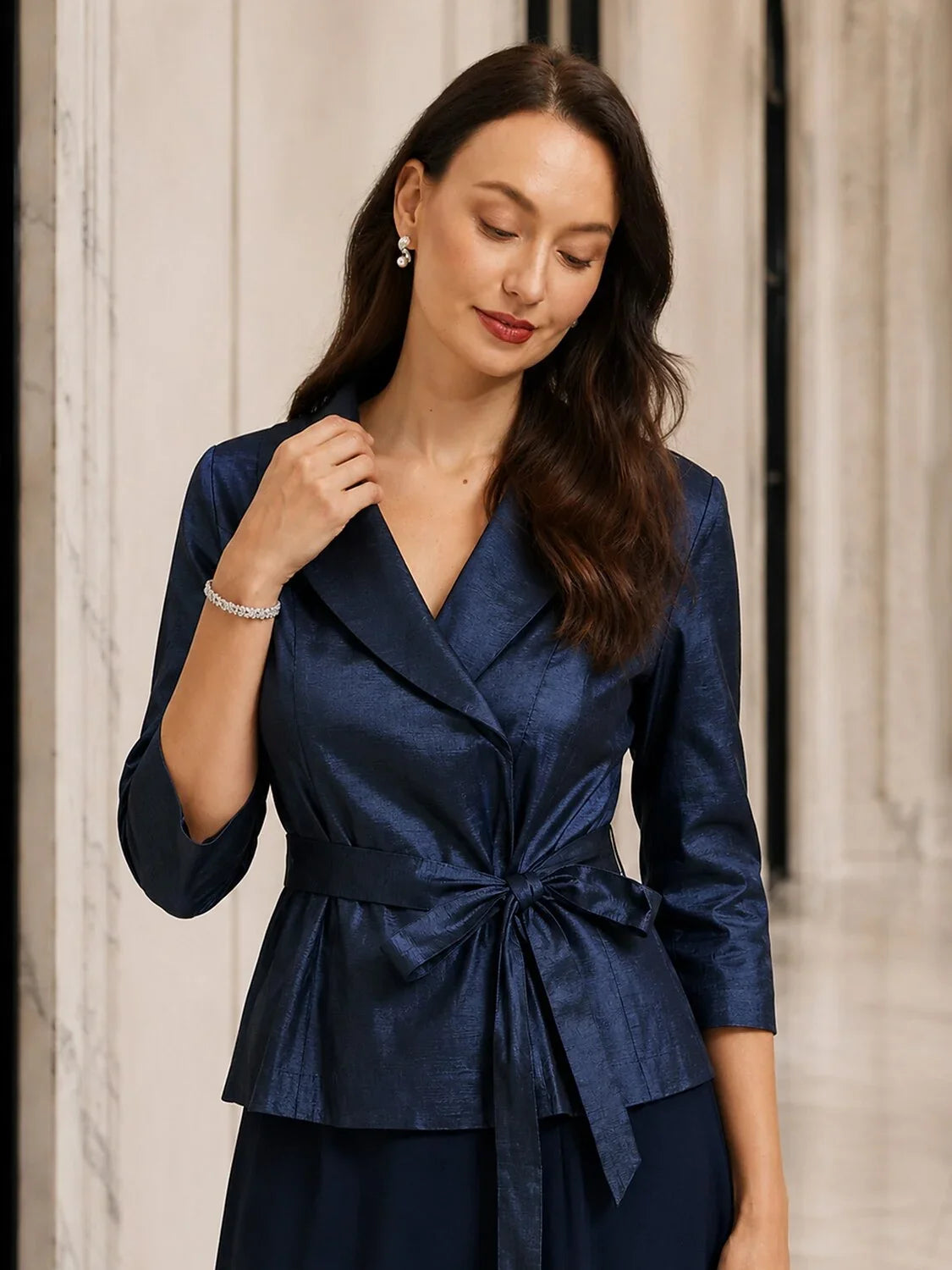 3/4 Sleeve Taffeta Blouse