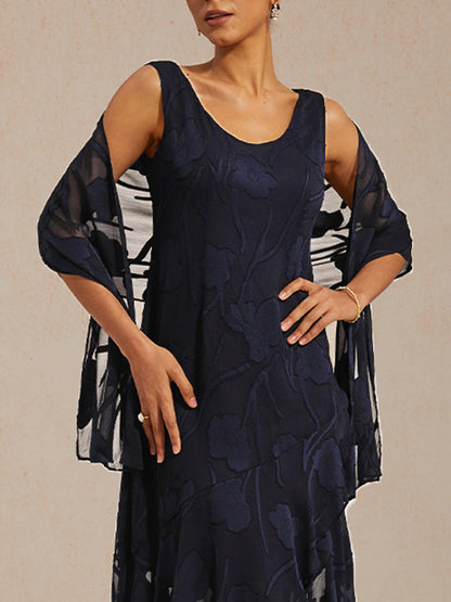 Sheer Floral Chiffon Shawl