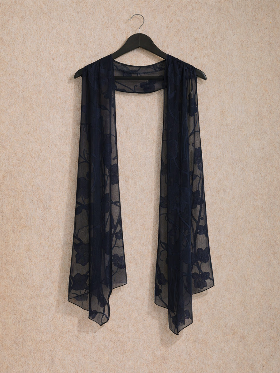 Sheer Floral Chiffon Shawl