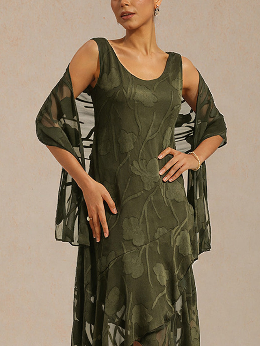 Sheer Floral Chiffon Shawl