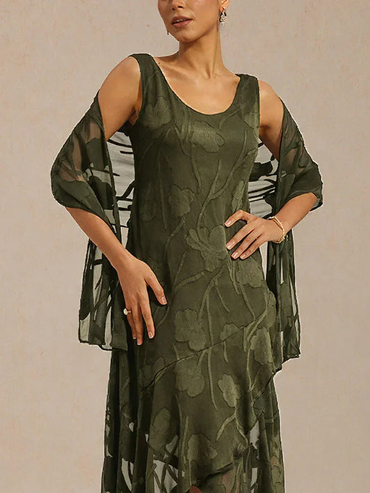 Transparante chiffon sjaal met bloemen