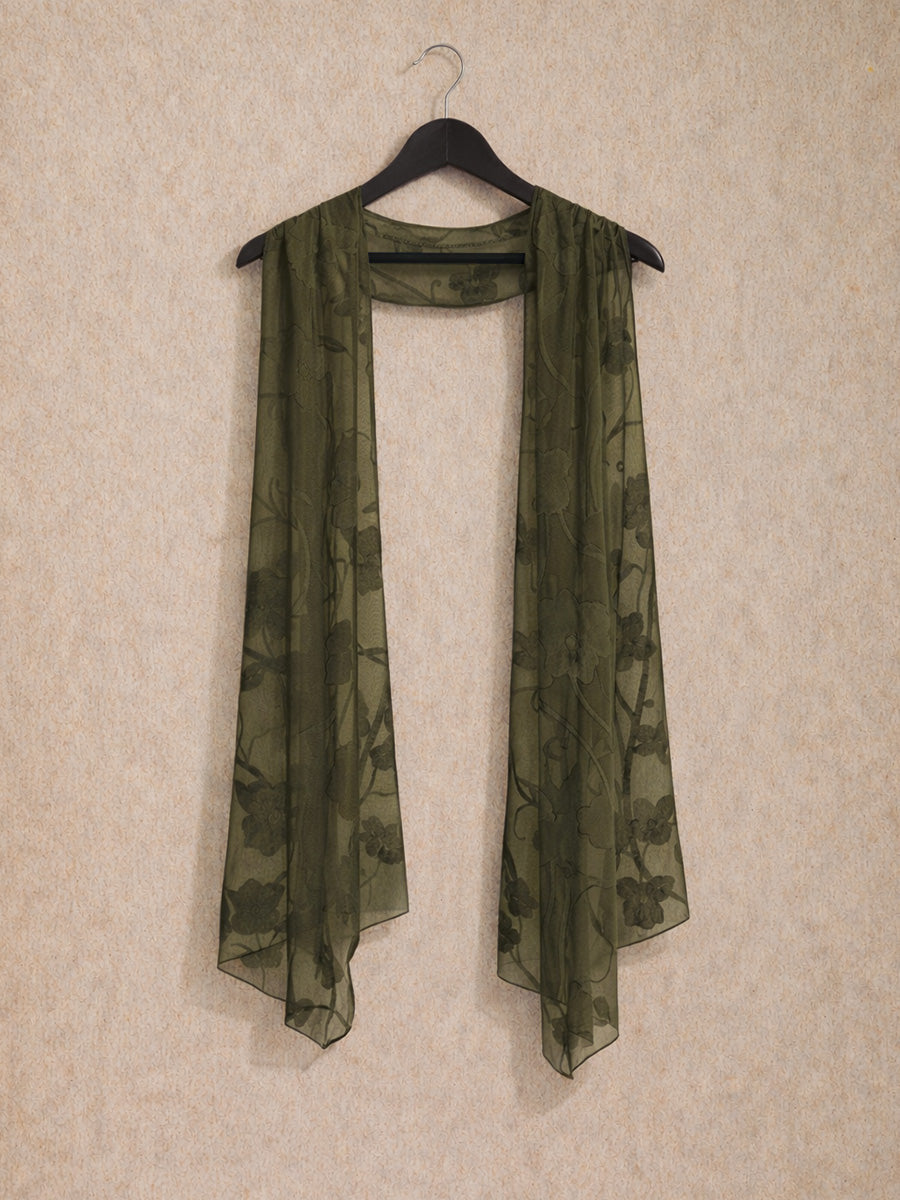 Sheer Floral Chiffon Shawl