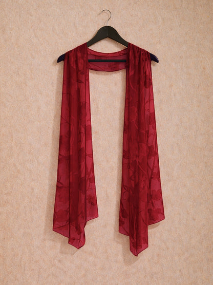 Sheer Floral Chiffon Shawl