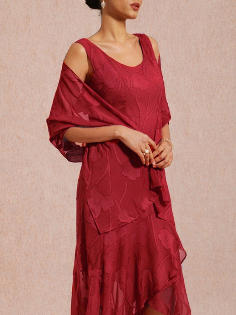 Sheer Floral Chiffon Shawl