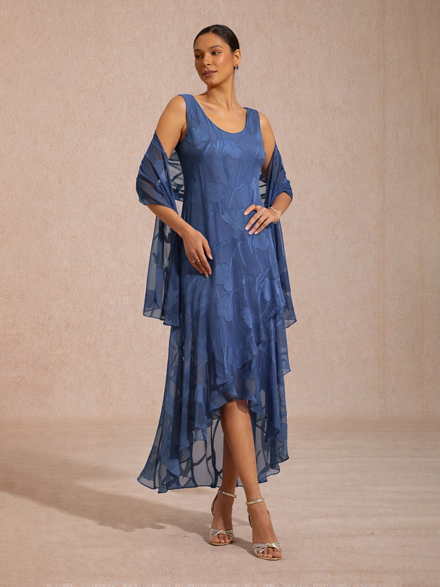 Sheer Floral Chiffon Shawl