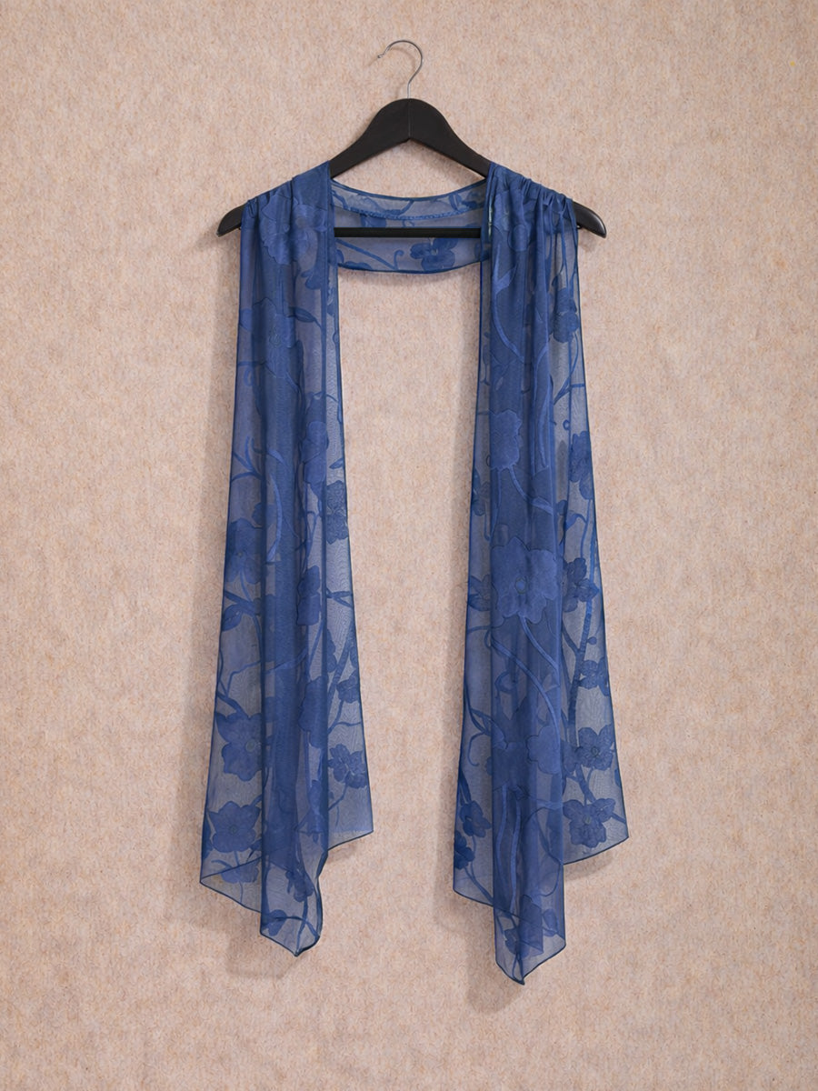 Sheer Floral Chiffon Shawl