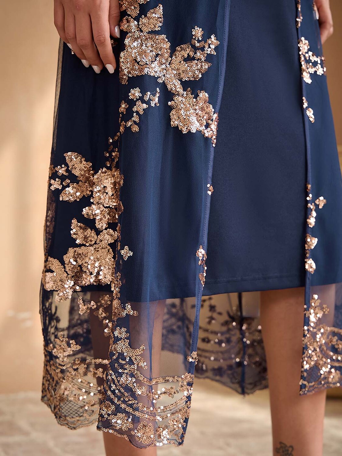 Long Sequin Embroidered Jacket