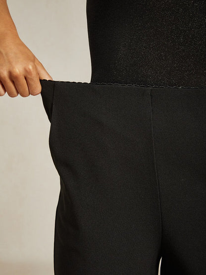 Black Slim Leg Pant with Elastic Waist and Side Pockets