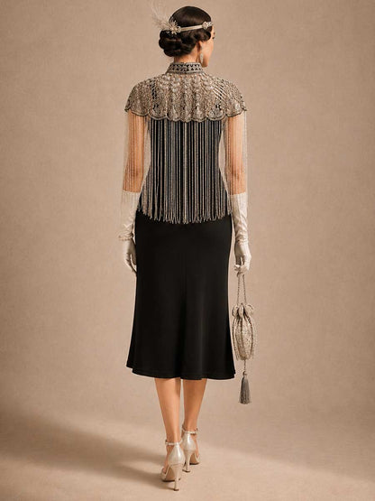 Vintage Beaded Fringe Shawl