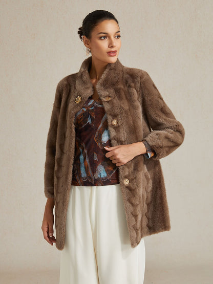 Faux Fur Button Front Coat