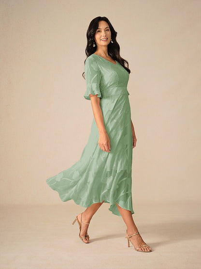 Ruffle Flutter Lace Maxi Dress