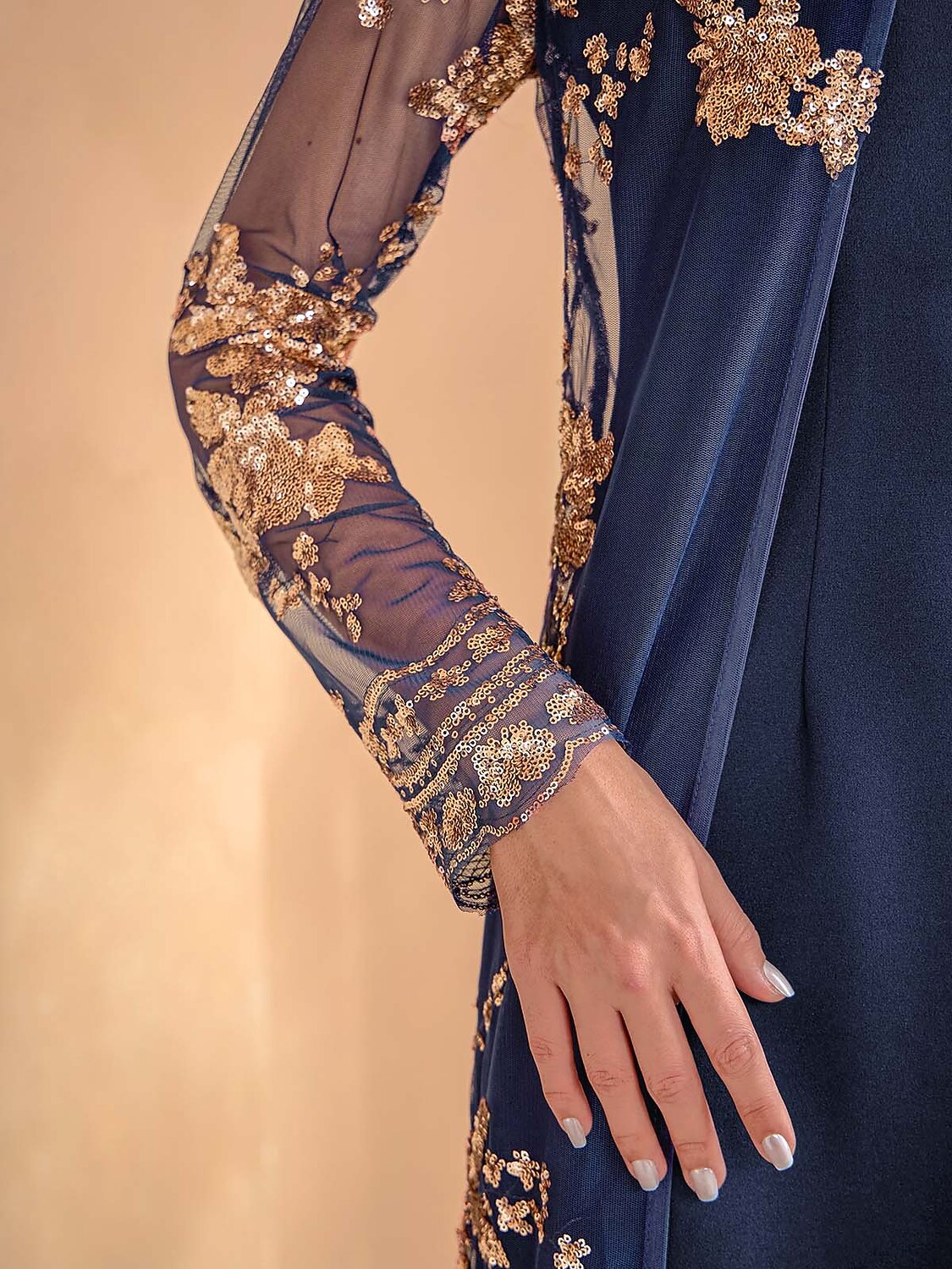 Long Sequin Embroidered Jacket