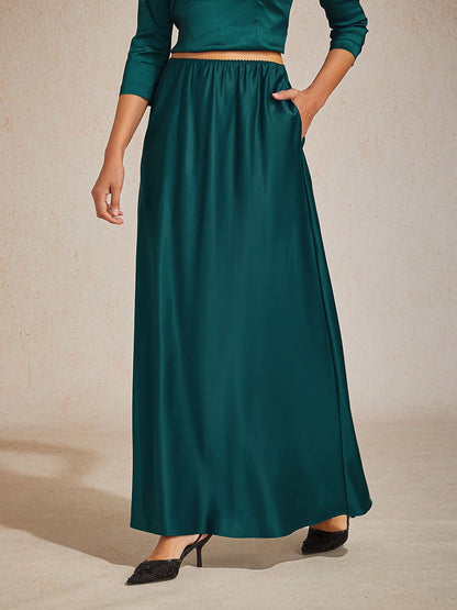 Taffeta Mid Waist Skirt