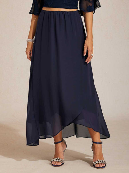 High-Low Overlay Chiffon Skirt with Lining