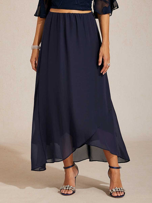 High-Low Overlay Chiffon Skirt with Lining