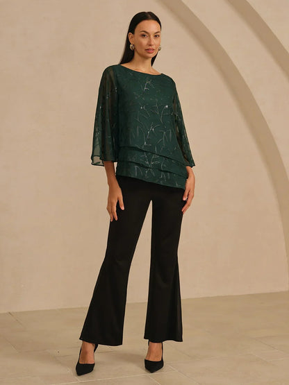 Chiffon Leaf Layered Blouse