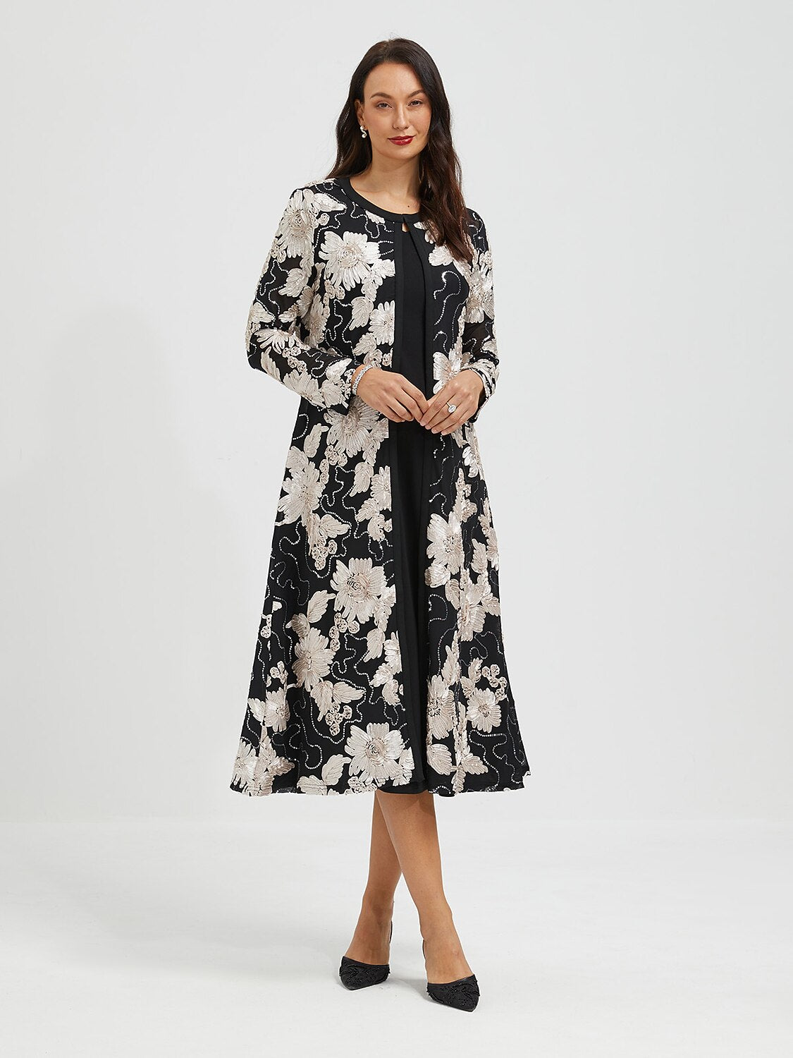 Sequins Rosette Floral Jacket